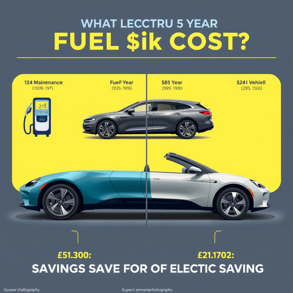 Infografía comparando los costos de mantenimiento y combustible de un vehículo a gasolina frente a un vehículo eléctrico durante un período de cinco años, mostrando un ahorro significativo para el eléctrico.